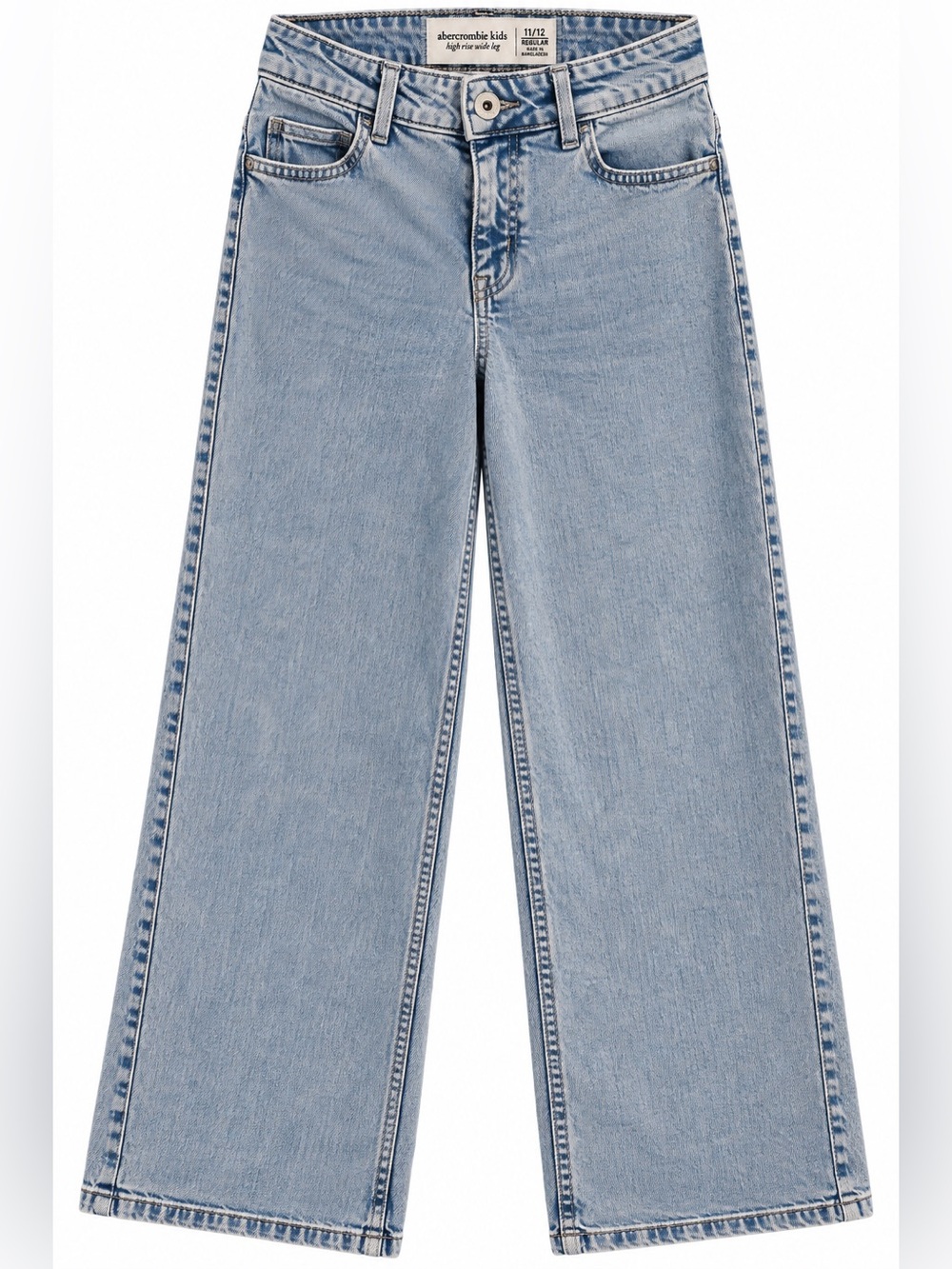 Abercrombie Kids Girls High Rise Wide Leg Jeans 11/12 Regular Light Wash